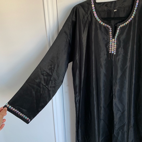 No Brand, Black Satin Maxi Dress with Jewels, Size: Small - Picture 2 of 4